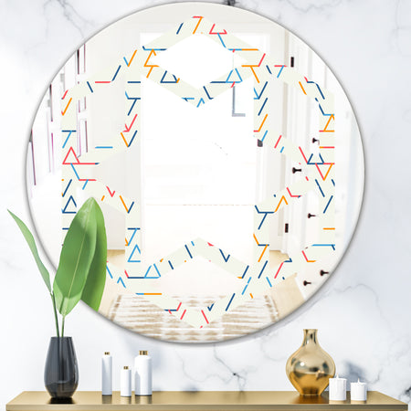 Abstract geometric background. pattern. - Modern Round or Oval Wall Mirror - Hexagon Star