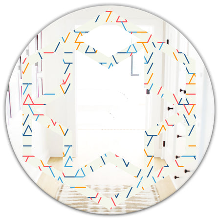 Abstract geometric background. pattern. - Modern Round or Oval Wall Mirror - Hexagon Star