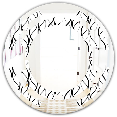 Retro Geometrical Abstract Minimal Pattern X - Modern Round or Oval Wall Mirror - Space