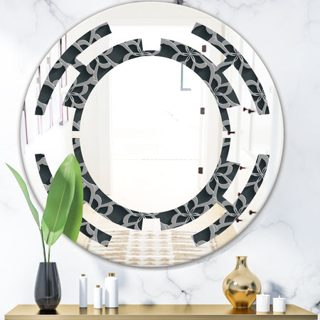 Floral 3d Pattern Background. - Modern Round or Oval Wall Mirror - Space