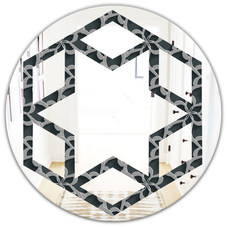 Floral 3d Pattern Background. - Modern Round or Oval Wall Mirror - Hexagon Star