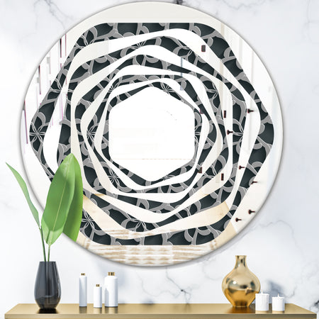 Floral 3d Pattern Background. - Modern Round or Oval Wall Mirror - Whirl