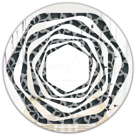Floral 3d Pattern Background. - Modern Round or Oval Wall Mirror - Whirl