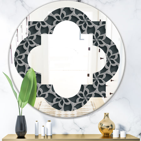 Floral 3d Pattern Background. - Modern Round or Oval Wall Mirror - Quatrefoil