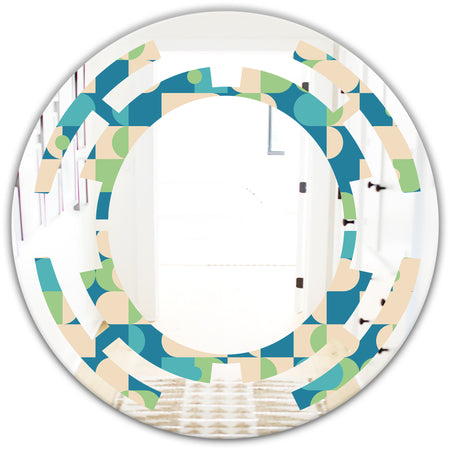 Retro Abstract Pattern I - Modern Round or Oval Wall Mirror - Space