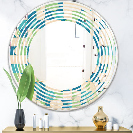 Retro Abstract Pattern I - Modern Round or Oval Wall Mirror - Wave