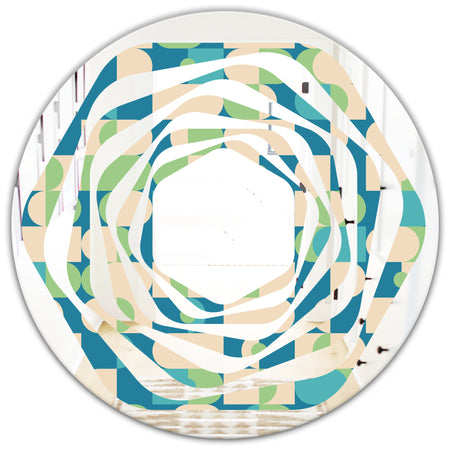 Retro Abstract Pattern I - Modern Round or Oval Wall Mirror - Whirl