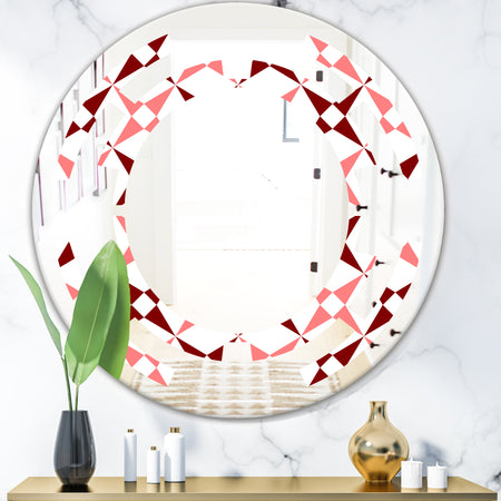 Retro Grid Pattern I - Modern Round or Oval Wall Mirror - Space