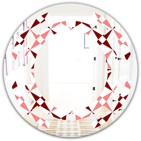 Retro Grid Pattern I - Modern Round or Oval Wall Mirror - Space