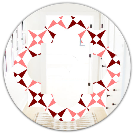 Retro Grid Pattern I - Modern Round or Oval Wall Mirror - Quatrefoil