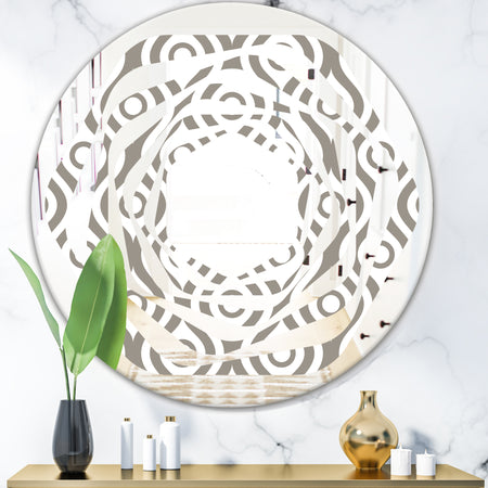 Retro Geometrical Abstract Minimal Pattern XIV - Modern Round or Oval Wall Mirror - Whirl