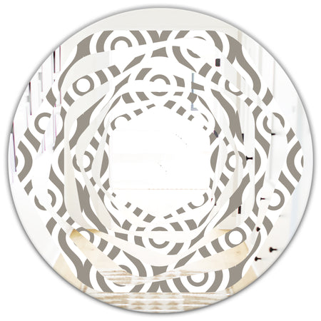 Retro Geometrical Abstract Minimal Pattern XIV - Modern Round or Oval Wall Mirror - Whirl