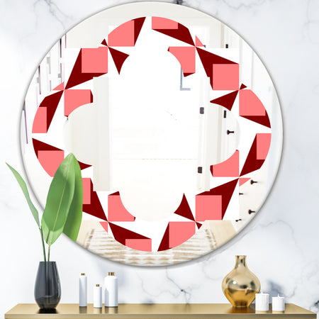 Retro Geometrical Abstract Minimal Pattern XIII - Modern Round or Oval Wall Mirror - Quatrefoil
