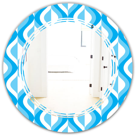 Retro Pattern Abstract Design VI - Modern Round or Oval Wall Mirror - Triple C