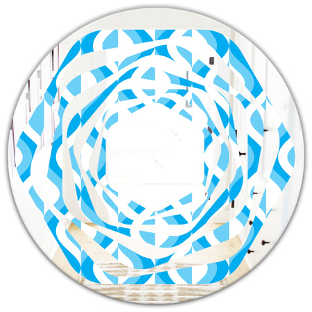 Retro Pattern Abstract Design VI - Modern Round or Oval Wall Mirror - Whirl