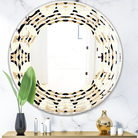 Abstract Retro Geometrical Design VII - Modern Round or Oval Wall Mirror - Wave