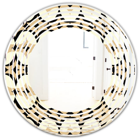 Abstract Retro Geometrical Design VII - Modern Round or Oval Wall Mirror - Wave