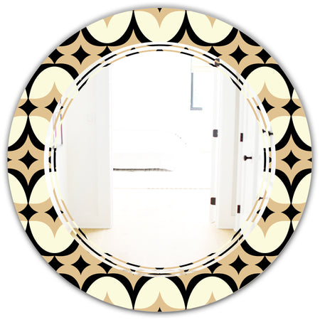 Abstract Retro Geometrical Design VII - Modern Round or Oval Wall Mirror - Triple C