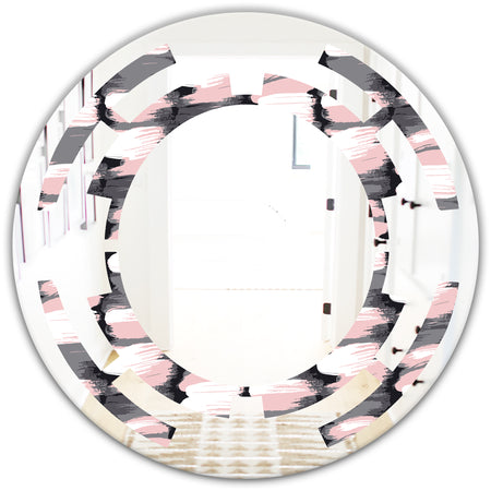 Paint brush strokes pattern - Modern Round or Oval Wall Mirror - Space