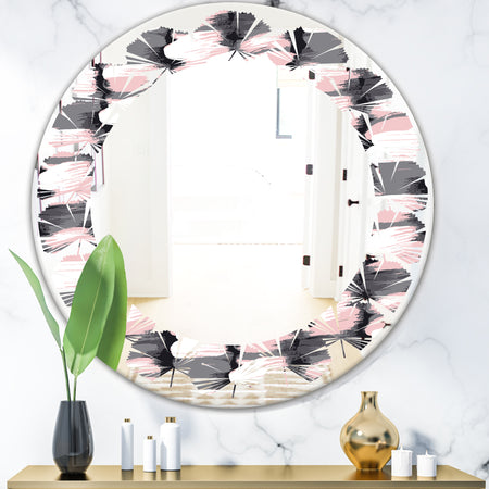 Paint brush strokes pattern - Modern Round or Oval Wall Mirror - Leaves