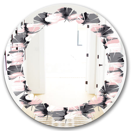 Paint brush strokes pattern - Modern Round or Oval Wall Mirror - Leaves