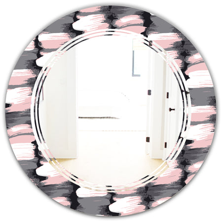 Paint brush strokes pattern - Modern Round or Oval Wall Mirror - Triple C