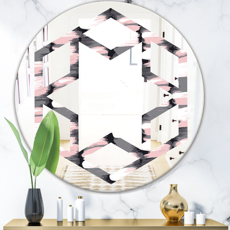 Paint brush strokes pattern - Modern Round or Oval Wall Mirror - Hexagon Star