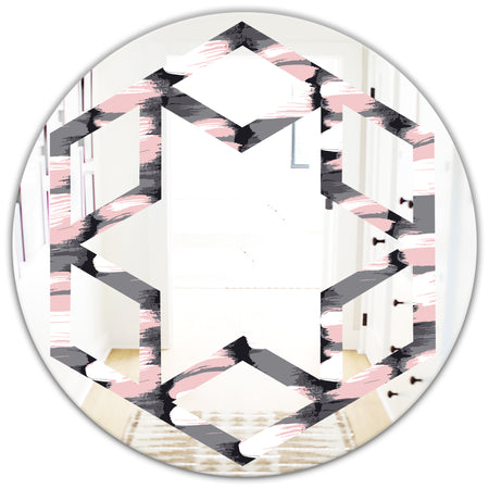 Paint brush strokes pattern - Modern Round or Oval Wall Mirror - Hexagon Star