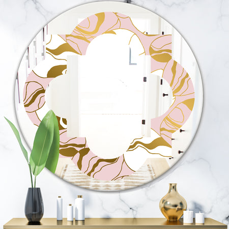 Golden Marble II - Modern Round or Oval Wall Mirror - Quatrefoil