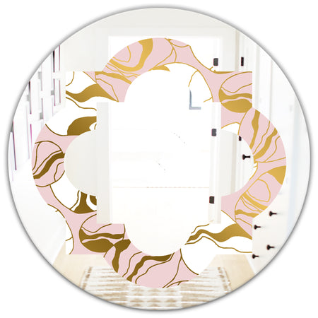 Golden Marble II - Modern Round or Oval Wall Mirror - Quatrefoil
