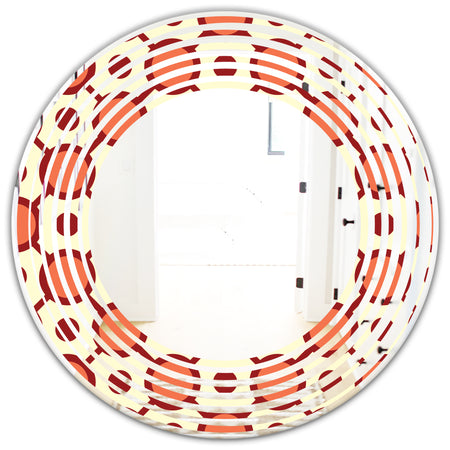 Abstract Retro Geometrical Design IX - Modern Round or Oval Wall Mirror - Wave