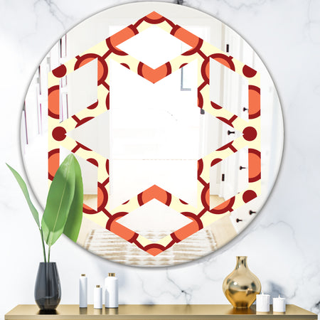 Abstract Retro Geometrical Design IX - Modern Round or Oval Wall Mirror - Hexagon Star