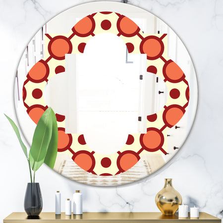 Abstract Retro Geometrical Design IX - Modern Round or Oval Wall Mirror - Quatrefoil