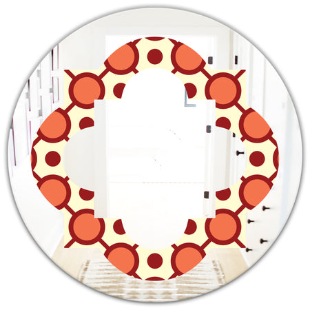 Abstract Retro Geometrical Design IX - Modern Round or Oval Wall Mirror - Quatrefoil