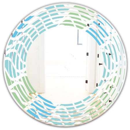 Abstract Design Retro Pattern II - Modern Round or Oval Wall Mirror - Wave