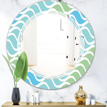 Abstract Design Retro Pattern II - Modern Round or Oval Wall Mirror - Triple C