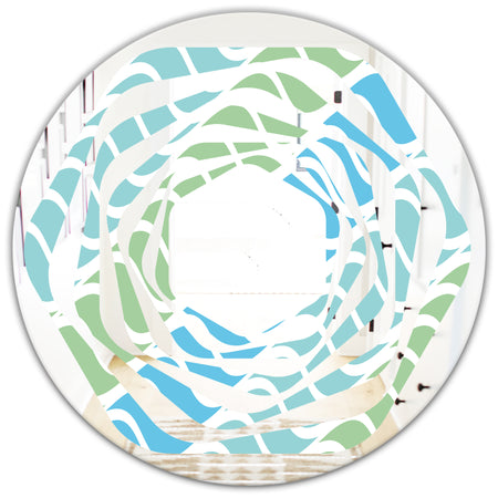 Abstract Design Retro Pattern II - Modern Round or Oval Wall Mirror - Whirl