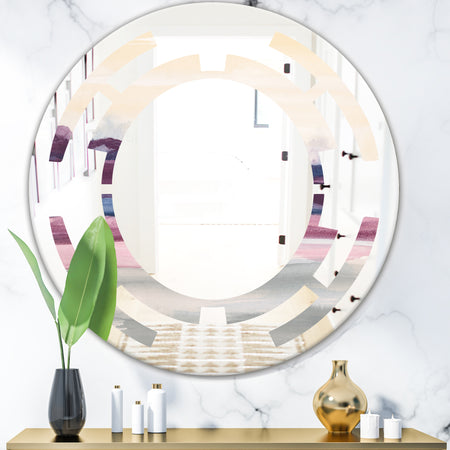 Purple Rock Landscape - Modern Round or Oval Wall Mirror - Space