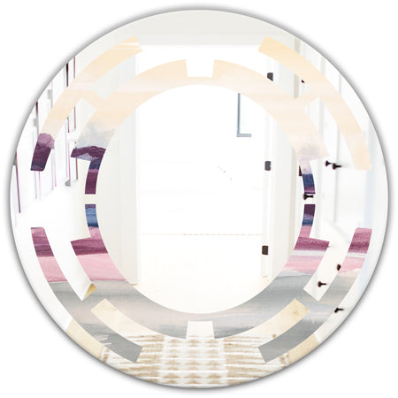 Purple Rock Landscape - Modern Round or Oval Wall Mirror - Space