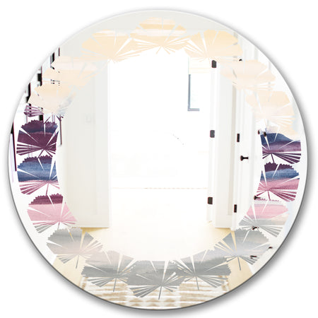 Purple Rock Landscape - Modern Round or Oval Wall Mirror - Leaves