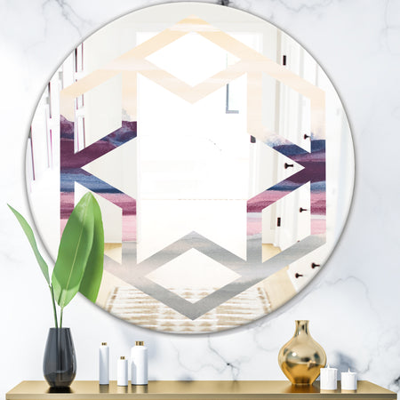 Purple Rock Landscape - Modern Round or Oval Wall Mirror - Hexagon Star