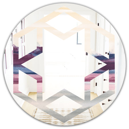 Purple Rock Landscape - Modern Round or Oval Wall Mirror - Hexagon Star