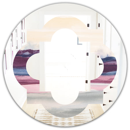 Purple Rock Landscape - Modern Round or Oval Wall Mirror - Quatrefoil