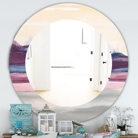 Purple Rock Landscape - Farmhouse Mirror - Frameless Oval or Round Wall Mirror