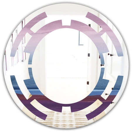 Purple Rock Landscape III - Modern Round or Oval Wall Mirror - Space