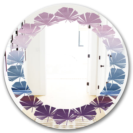 Purple Rock Landscape III - Modern Round or Oval Wall Mirror - Leaves