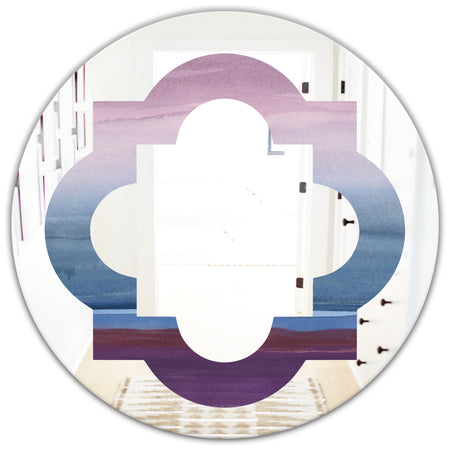 Purple Rock Landscape III - Modern Round or Oval Wall Mirror - Quatrefoil