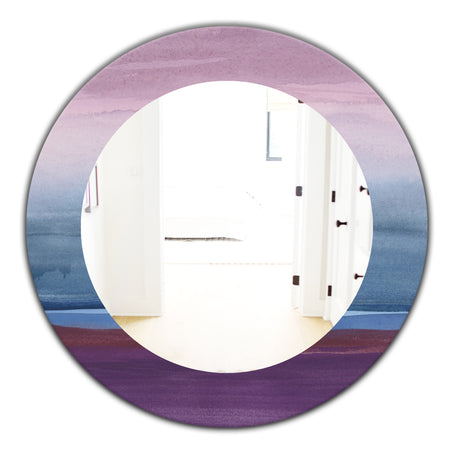 Purple Rock Landscape III - Farmhouse Mirror - Frameless Oval or Round Wall Mirror