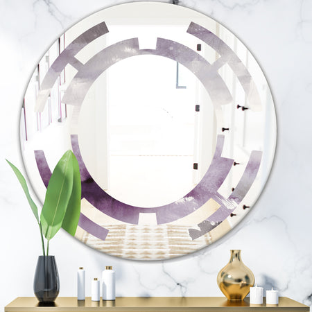 Midnight At The Lake II Amethyst and Grey - Modern Round or Oval Wall Mirror - Space