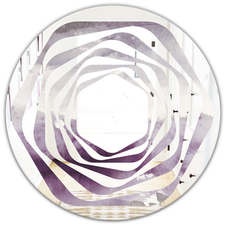 Midnight At The Lake II Amethyst and Grey - Modern Round or Oval Wall Mirror - Whirl